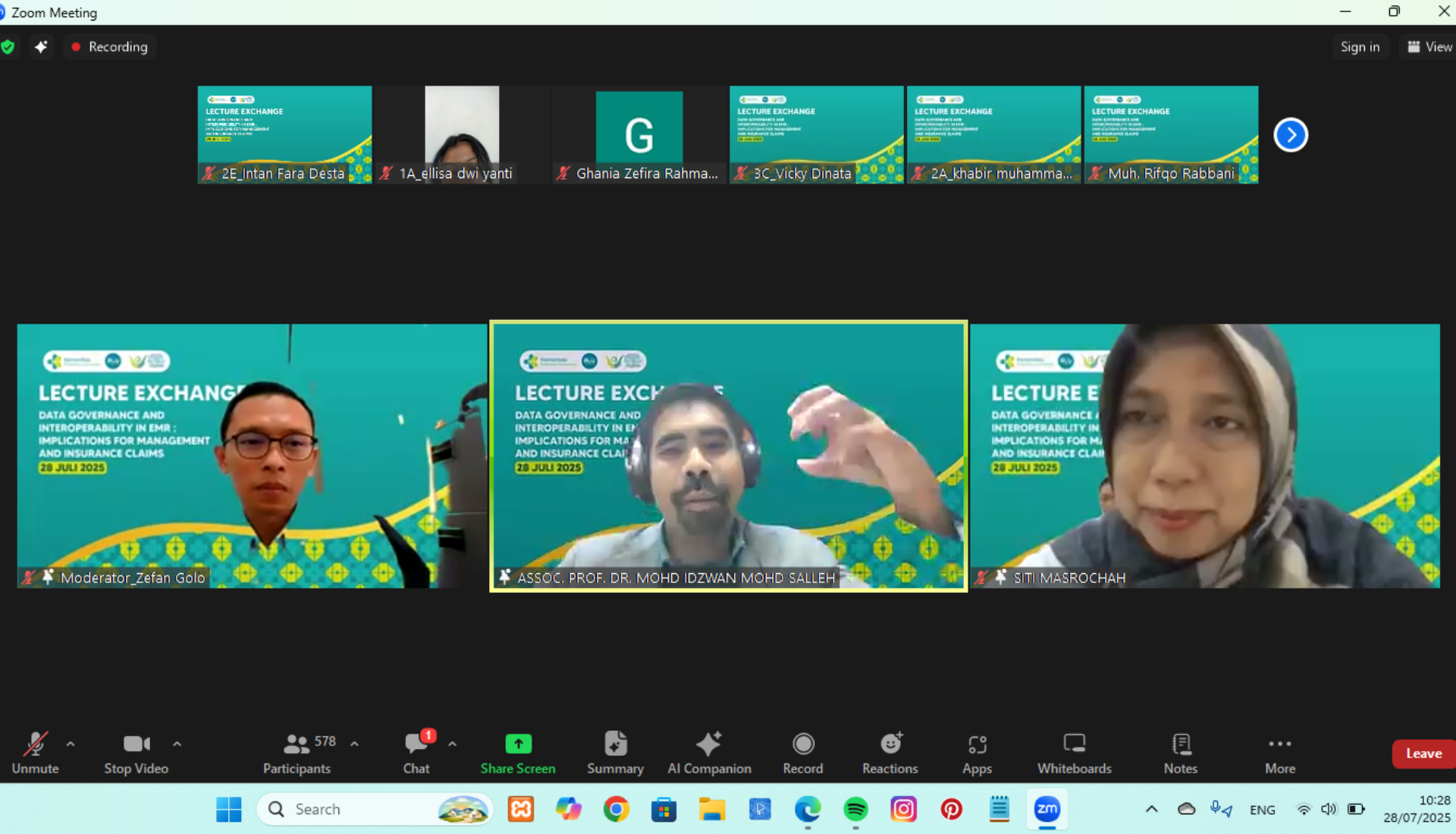 Zoom Meeting (28 Juli 2025) - Lecture Exchange From Universiti Teknologi Mara at RMIK Poltekkes Kemenkes Semarang (Assoc. Prof. Dr. Mohd Idzwan Mohd Salleh)